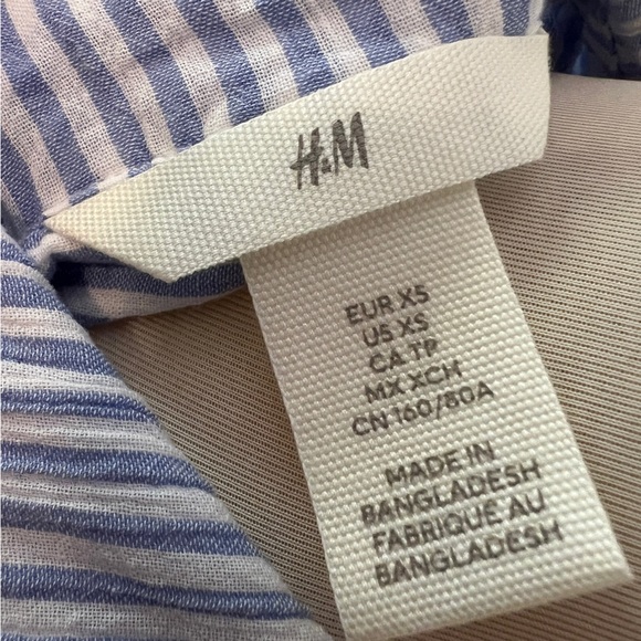 H&M Blue & White Stripe Button-Down Shirt Dress – Size XS - Picture 3 of 3